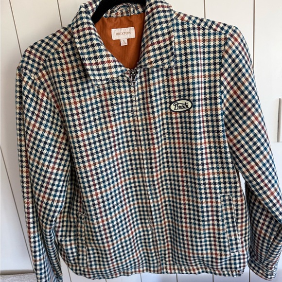 Brixton Checkered Zip-Up Jacket in Blue and Red